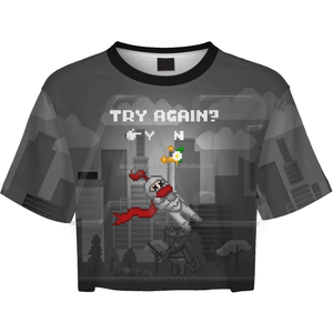 Camiseta de verano para mujer de 230gsm de alta calidad, Tops cortos personalizados Vintage populares, botones bordados, decoraciones con cuentas hechas de Spandex - Product Image 1