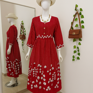 Women 7/8 long sleeve long <b>dress</b> made from rayon 100% high premium by Chrysanta - Product Image 6