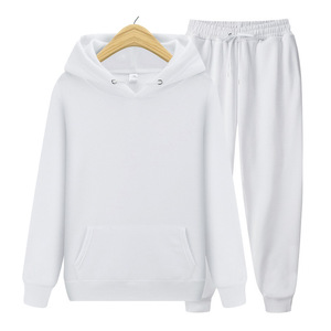 Vente en gros de sweat à capuche de qualité vierge jogging sport femmes hommes survêtements unisexes ensemble de pulls survêtements hommes femmes noirs - Product Image 2