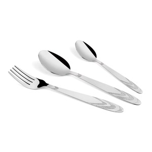 Juego de 4 cubiertos de acero inoxidable Ideal para cocina, mesa, café, uso doméstico, cubiertos con acabado Chapado en Color plateado, mango hecho a mano - Product Image 4