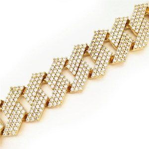 Nouveau Hip Hop cubain lien trois rangées diamant Bracelet pour hommes femmes 14K or Fine chaîne lien bijoux laboratoire cultivé diamants à la mode - Product Image 4