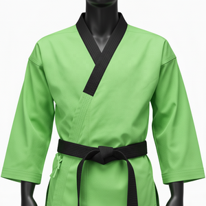 Nouveauté Kimono de Jiu-Jitsu en coton de haute qualité unisexe vert noir BJJ avec logo personnalisable - Product Image 4