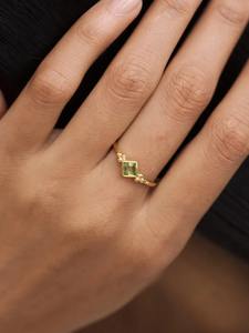 2025 Plata de Ley 925 de alto grado multicolor corte hexagonal 4mm peridoto mujer minimalista hecho a mano bisel ajuste rodio plateado - Product Image 2