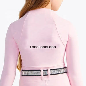 MOQ bajo 4 colores Nylon Niños Ropa ecuestre Niños Capa base Media cremallera Equitación Camisetas de manga corta - Product Image 5