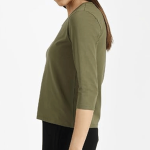 Camiseta Premium Delgada, Transpirable, Informal, de Verano, Tejida, con Logotipo, para Mujer, Corte Regular, 100% Algodón, Gruesa - Product Image 3