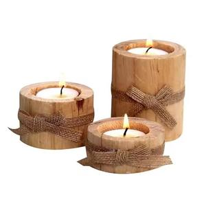 Portavelas de madera decorativo hecho a mano para fiestas de Navidad y bodas, decoración de habitación económica - Product Image 1
