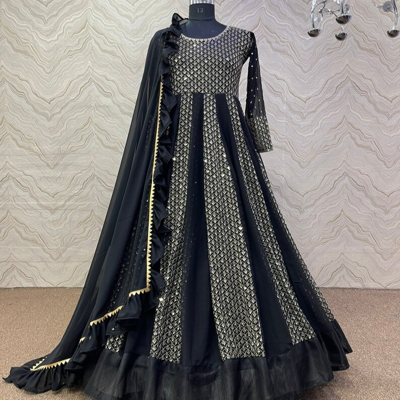 black and silver indian dress Silver and Black Indian Dress