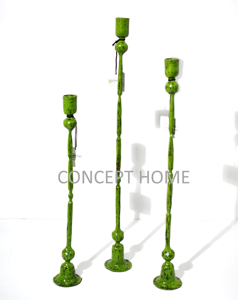 Venta al por mayor Decoración de Navidad Taper Metal Candelabro Soportes Metal Color Verde Candelabros único vela tarro - Product Image 5