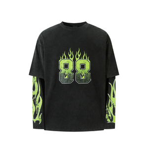 Camiseta de manga larga de doble capa personalizada al por mayor, camiseta de peso pesado, ropa de calle, camiseta de manga doble en blanco para hombre - Product Image 1