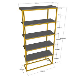 Étagère à 5 niveaux en fer avec cadre en bois de caoutchouc KS68131 pour salon - Product Image 5