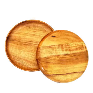Nouvel arrivage d'assiettes de présentation en bois pour décoration de mariage assiettes en bois pour la maison et la cuisine plateau de service rond en acacia - Product Image 1