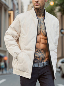 Chaqueta de Béisbol Unisex de Invierno, Chaqueta Universitaria Informal con Cierre, Logotipo Personalizado, Técnicas de Teñido de Hilo con Acabado de Gabardina, Chaquetas para Hombre - Product Image 3