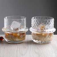 Ensemble de verres à café glacé en verre texturé personnalisé avec logo en gros, style nordique, nervuré, diamant martelé, articles de bar