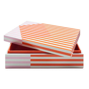 Juego decorativo hecho a mano de cajas de laca a rayas modernas para el hogar o el regalo - Product Image 2
