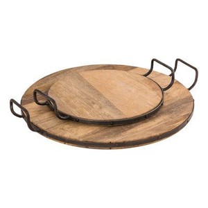 Affordable Price Handmade Set of 2 Wooden <b>Tray</b> With Metal Handle Fancy Design Top Quality Wood Serving <b>Tray</b> <b>Kitchen</b> Accessories - Product Image 4