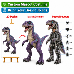 Costume de <span class=keywords><strong>dinosaure</strong></span> réaliste en EVA professionnel, costume de mascotte Velociraptor personnalisé pour adultes avec système de contrôle interne - Product Image 1
