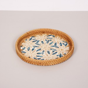 Bandeja de nácar al por mayor bandeja de servicio redonda con patrón de flores azules para decoración del hogar multiusos cocina comedor Mesa regalo - Product Image 6