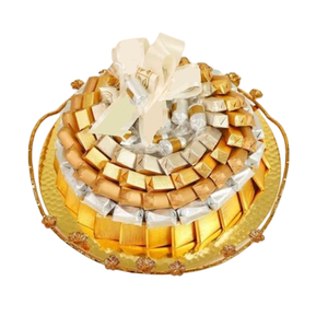 Hotel Ware Sweets Caramelos Servidor Exhibición de chocolate Bandeja de servicio de metal chapada en oro hecha a mano con acento floral - Product Image 1