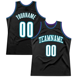 Alta calidad personalizado negro blanco-verde azulado auténtico retroceso baloncesto Jersey secado rápido baloncesto uniforme - Product Image 1