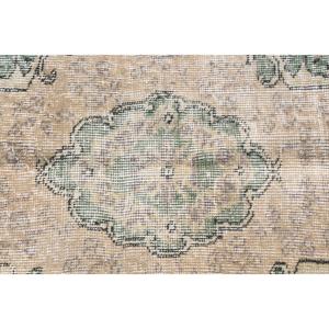 5.7x9.5 ft Vintage Turkish Rug, Large Rug, <b>Brown</b> Green Patchwork <b>Wool</b> Rug - Product Image 5