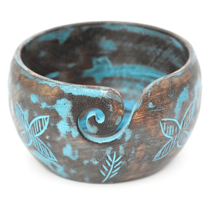 Cuenco de hilo de hoja turquesa hecho a mano | Almacenamiento de artesanía rústica para tejer y ganchillo | Organizador Boho Chic de AYAANS - Product Image 4