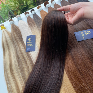 Extensions de cheveux naturels bruts en vrac 100g, à fusion, lisses vietnamiennes, super double drawn, couleur brun clair, pour usage professionnel en salon - Product Image 2