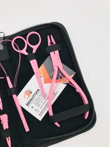 Kit professionnel de pinces d'extension de cheveux bébé rose durable en acier inoxydable en forme de C aiguille ciseaux style Styles de cheveux humains - Product Image 3