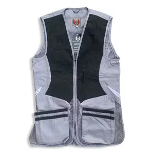 New Stylish Pro Gray And Black 100% Suede Leather Clay Shooting Sporting Vest Customize Pattern Trap Skeet Shooting Vest