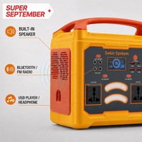 Station d'alimentation portable à batterie solaire 500W 384Wh, batterie LiFePO4, haut-parleur Bluetooth pour extérieur, lumières RGB, charge rapide QC4.0