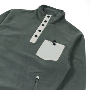 High Quality Custom Made Unisex Warm <b>Fleece</b> <b>Sherpa</b> Jacket Half Button Stand Collar Contrast Pocket Outdoor Casual Winter Front - Product Image 3