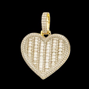 เครื่องประดับ sarva Jewels ฮิปฮอป925เงินจี้ตัวอักษรหัวใจ vaguette Moissanite จี้ออกเย็น - Product Image 2