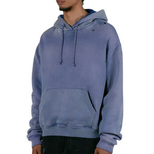 Precio asequible Ropa de calle de peso pesado Sudaderas con capucha de gran tamaño para hombre Ropa informal Sudadera con capucha desgastada de invierno - Product Image 2