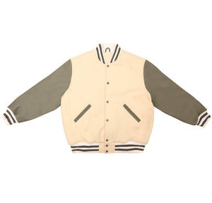Chaqueta universitaria de béisbol de camuflaje de retales personalizada al por mayor para hombre a prueba de viento de talla grande con cuello levantado - Product Image 1