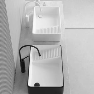 Fabbrica di alta qualità bianco controsoffitto della vasca della lavanderia rettangolare <span class=keywords><strong>bagno</strong></span> arte ceramica lavabo lavabo <span class=keywords><strong>con</strong></span> Washboard - Product Image 6