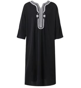 Venta caliente hombres Thobe Jubba ropa musulmana frente impreso diseño manga larga islámico Jubbah - Product Image 4