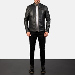 Stylish Leather <b>Jacket</b> for <b>Men</b> - Zipper Front and Comfortable Interior - <b>men's</b> leather outerwear Leather <b>jacket</b> for <b>men</b> - Product Image 6