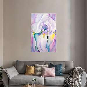 Tableau imprimé sur toile : motif floral rose et violet, toile encadrée - Product Image 1