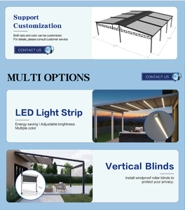 Pergola moderne pliable en PVC imperméable motorisée, système de toit de pergola rétractable, auvent <span class=keywords><strong>avec</strong></span> ombrage - Product Image 4