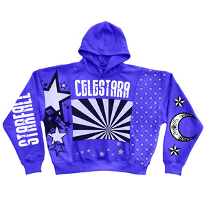 Sweats à capuche 100% coton mélangé, effet délavé à l'acide, décoloration au soleil, 3D, lourd, fermeture éclair, strass brodés, patch en molleton, ODM - Product Image 1