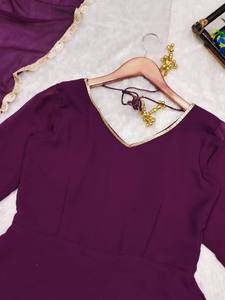 Traje Georgette Salwar de diseñador con bordado, encaje elegante, traje paquistaní Anarkali Dupatta Dress, ropa de boda - Product Image 4