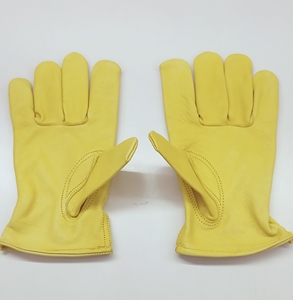 Gants de conduite jaune à gros grain de vache Gants de travail en cuir Caractéristique ignifuge Gants de conducteur en cuir de vachette fendu Beaucoup d'autres - Product Image 3