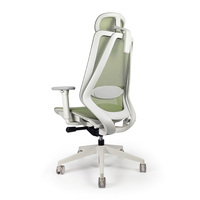 Chaise de direction à dossier haut entièrement en mesh avec cadre blanc et base en nylon, siège pivotant réglable en hauteur