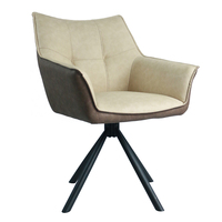 Chaise d'appoint pivotante à 360 degrés en cuir PU, chaise de salle à manger ou de coiffeuse rembourrée avec blocs de couleur et pieds en métal pour salon