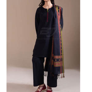 Conjunto de Ropa Étnica Pakistaní de 3 Piezas de Algodón para Mujer, Vestido Informal, Conjunto Elegante de Kurta y Dupatta - Product Image 4
