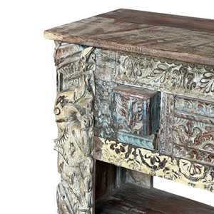 Handmade Carved Wooden <b>Console</b> Solid Wood <b>Rustic</b> Design Living Room Furniture - Product Image 5
