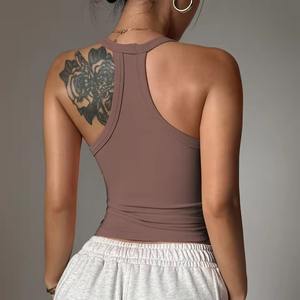 Camiseta Deportiva de Tirantes para Mujer, Personalizada al por Mayor, de Alta Calidad, Ligera, con Cuello en V, Color de Contraste, para Yoga, Fitness - Product Image 5