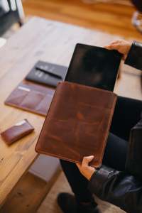 Thiết Kế Cổ Điển Handmade Crazy Horse Da Tay Áo Cho 11-13 Inch Ipad Pro Xách Tay Đơn Giản Túi Cho Máy Tính Xách Tay Máy Tính Bảng Phổ - Product Image 2