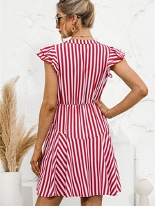 Robe décontractée multicolore à col en V et manches courtes, patchwork floral, écologique, respirante, coupe évasée, nouvelle mode d'été, grandes tailles - Product Image 4