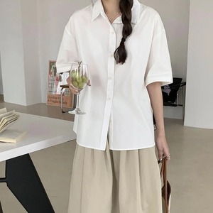 100% Cotton Oversized Women's Shirts High Quality Casual Summer Shirts Stylish Short Sleeves Turn-Down <b>Collar</b> Shirt - Product Image 5