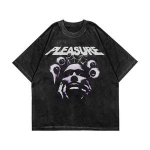 Camiseta de talla grande con estampado personalizado para hombre, 100% de algodón, cuello redondo, hombro caído corto, ropa de calle de secado rápido, gráfico sólido - Product Image 2